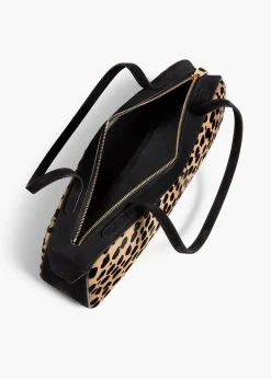 Simona Shoulder Bag in Hyena Print Haircalf