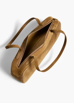 Simona Shoulder Bag in Mud Suede