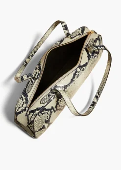 Simona Shoulder Bag in Natural Python-Embossed Leather