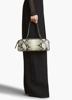 Simona Shoulder Bag in Natural Python-Embossed Leather