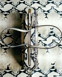 Simona Shoulder Bag in Natural Python-Embossed Leather