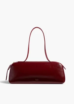 Simona Shoulder Bag in Oxblood Crackle Patent Leather
