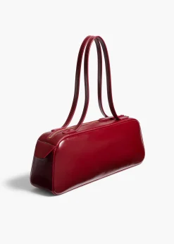 Simona Shoulder Bag in Oxblood Crackle Patent Leather