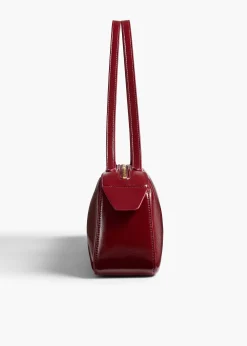 Simona Shoulder Bag in Oxblood Crackle Patent Leather