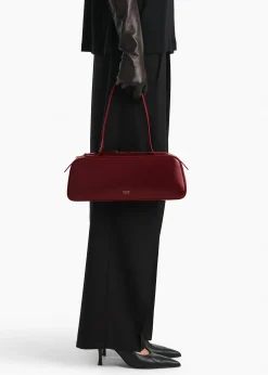 Simona Shoulder Bag in Oxblood Crackle Patent Leather