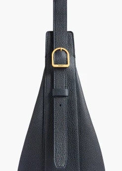 Small Augustina Crossbody Bag in Midnight Pebbled Leather