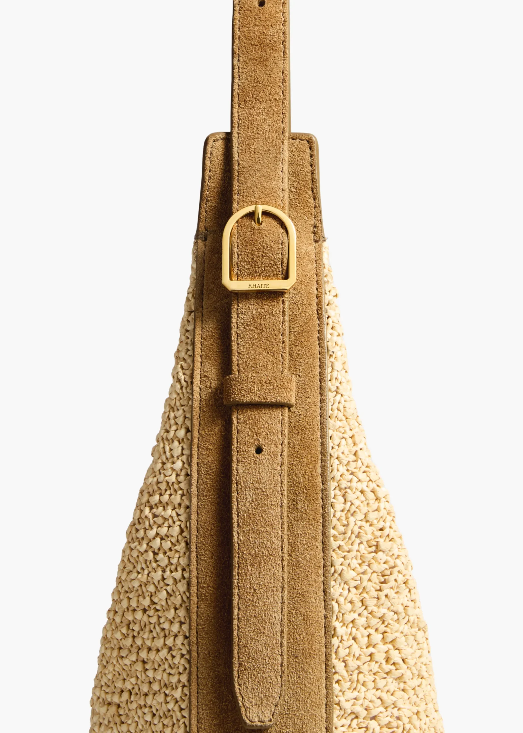 Small Augustina Crossbody Bag in Wheat Suede and Natural Raffia