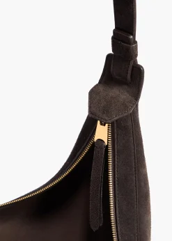 Small Augustina Crossbody Bag in Dark Brown Suede