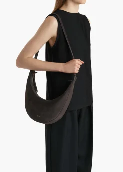 Small Augustina Crossbody Bag in Dark Brown Suede