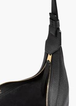 Small Augustina Crossbody Bag in Black Pebbled Leather