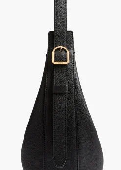 Small Augustina Crossbody Bag in Black Pebbled Leather