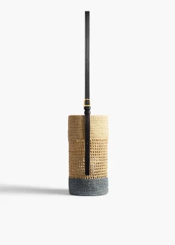 Small Billie Bucket Bag in Natural and Lead Raffia