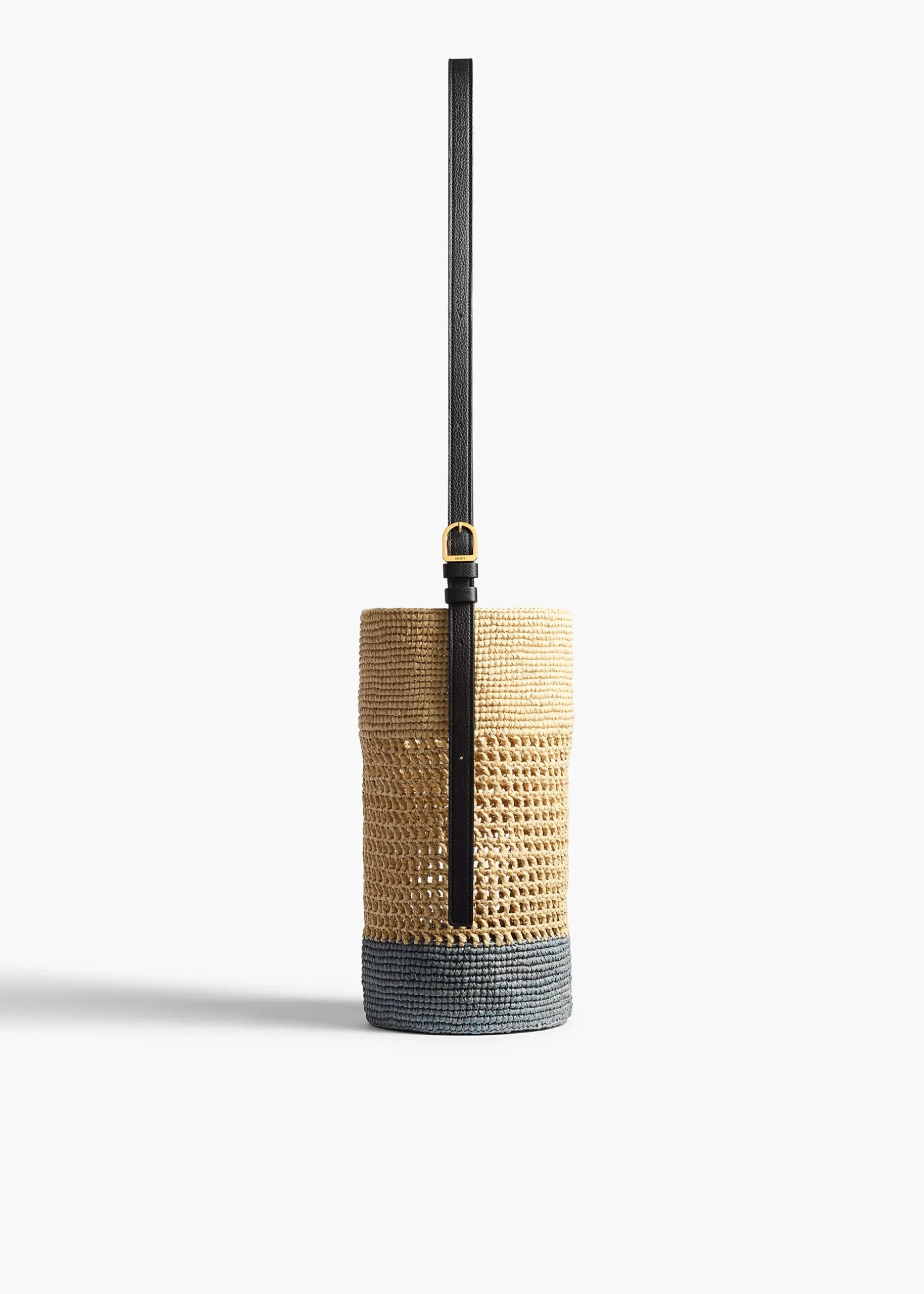 Small Billie Bucket Bag in Natural and Lead Raffia