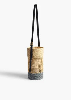 Small Billie Bucket Bag in Natural and Lead Raffia