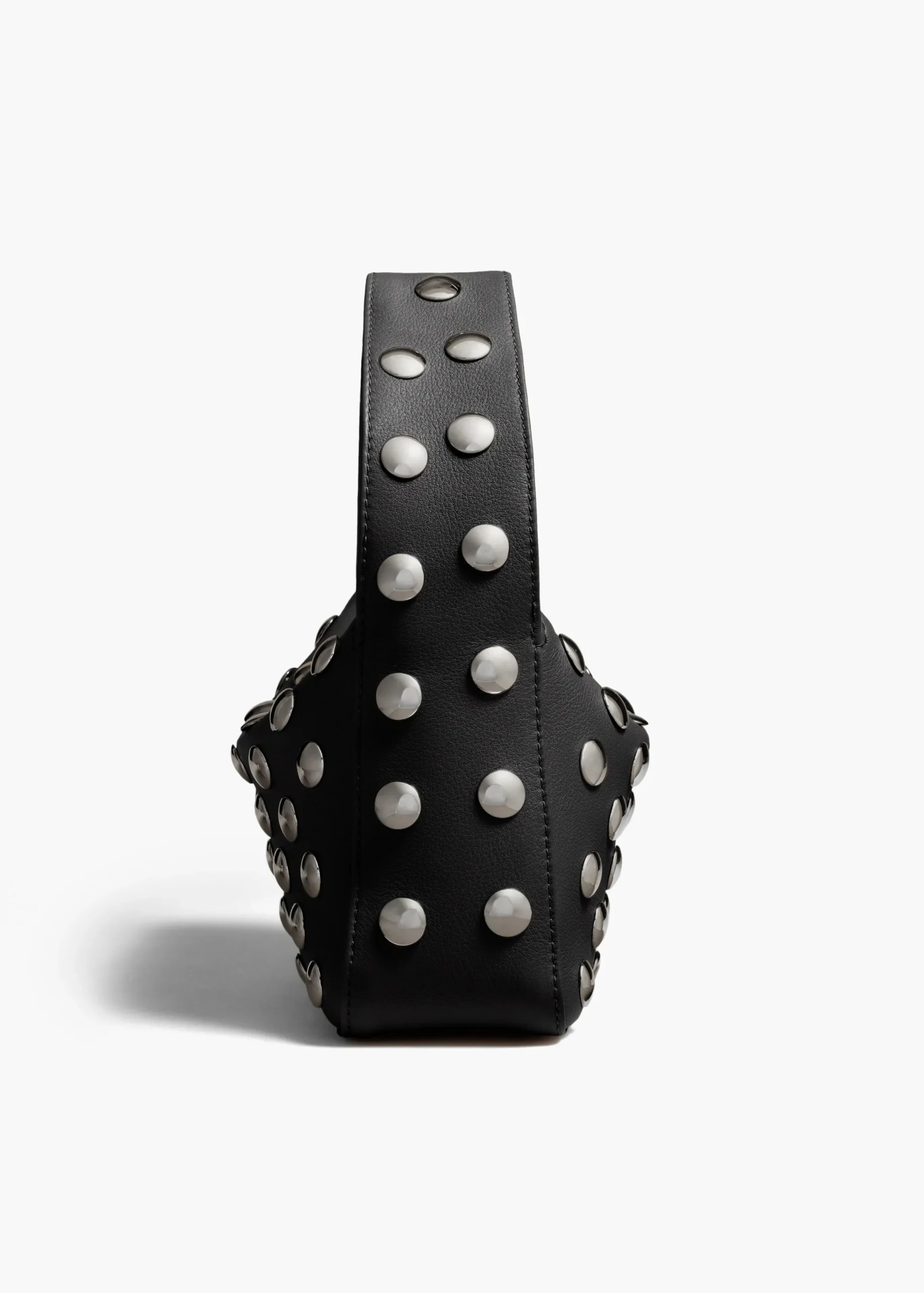 Small Elena Bag in Black Pebbled Leather with Studs