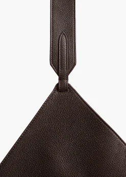 Small Lotus Tote in Dark Brown Pebbled Leather