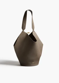 Small Lotus Tote in Elephant Pebbled Leather