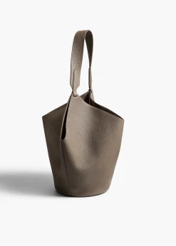 Small Lotus Tote in Elephant Pebbled Leather