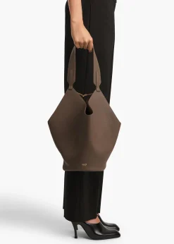 Small Lotus Tote in Elephant Pebbled Leather