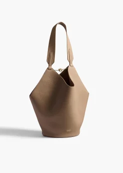 Small Lotus Tote in Mokka Pebbled Leather