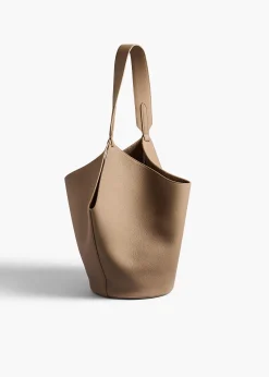 Small Lotus Tote in Mokka Pebbled Leather