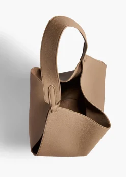 Small Lotus Tote in Mokka Pebbled Leather
