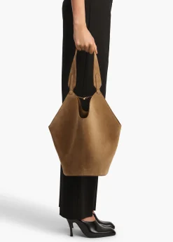 Small Lotus Tote in Mud Suede
