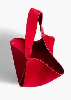 Small Lotus Tote in Ruby Suede