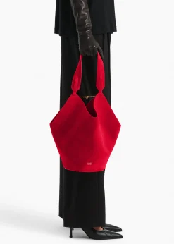 Small Lotus Tote in Ruby Suede