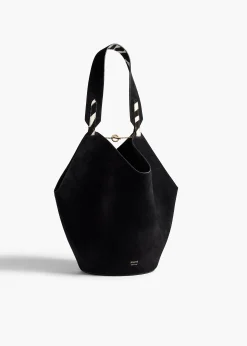 Small Lotus Tote in Zebra Print Haircalf and Black Suede