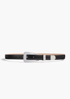 Small Lucca Belt in Black Leather with Silver
