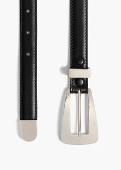 Small Lucca Belt in Black Leather with Silver