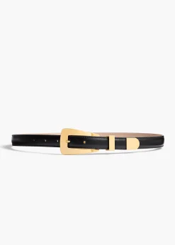 Small Lucca Belt in Black Leather with Gold