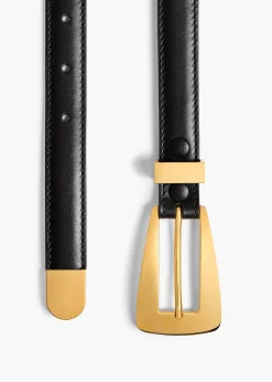 Small Lucca Belt in Black Leather with Gold
