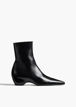 Sybil Ankle Boot in Black Glazed Leather