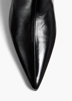 Sybil Ankle Boot in Black Glazed Leather