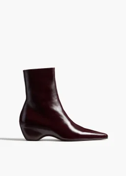 Sybil Ankle Boot in Bordeaux Glazed Leather