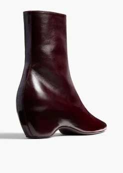 Sybil Ankle Boot in Bordeaux Glazed Leather