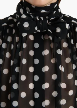 Vali Top in Black with White Dots