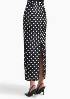 Winton Skirt in Black with White Dots