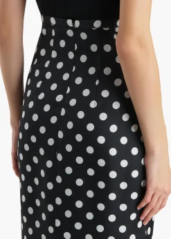 Winton Skirt in Black with White Dots